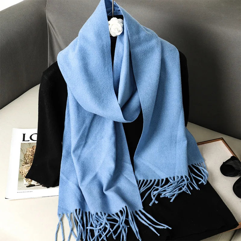 62Color Solid Women Winter Scarf Warm Thicken Cashmere Shawl Outdoor Fashion Luxury Tassels Pashmina Lady Wrap Windproof Scarves scarf and shawl