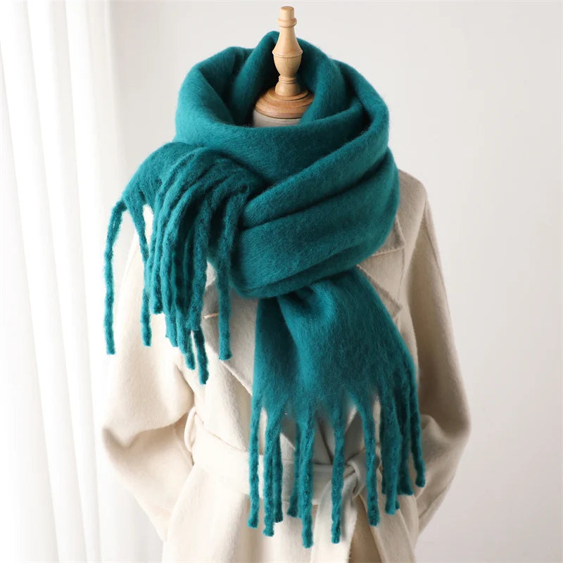 Winter Scarf for Women Cashmere Warm Solid Pashmina Blanket Wraps Female Thick Soft Bufanda Big Tassel Shawl Long Poncho Echarpe scarf and shawl