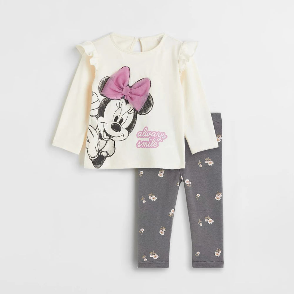 Disney Minnie Baby Girl Clothes Sets Spring Autumn 0-4Y Fashion Girls Sweatshirts + Leggings Toddler Girl Outfits Sets infants girls infants boys