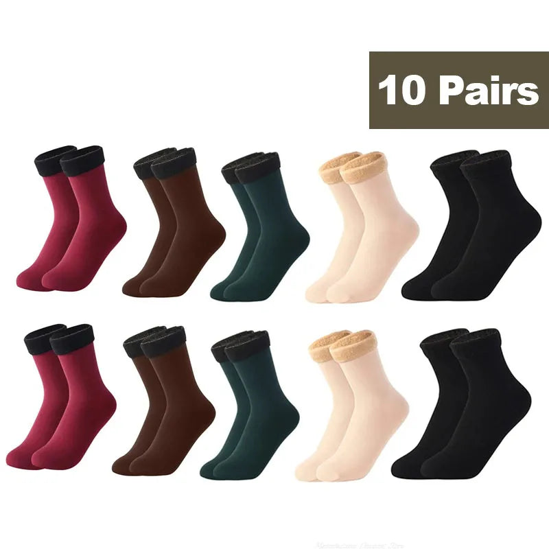 1/2/3/5/10Pairs Thermal Socks Women Winter Warm Thicken Fleece Short Socks Cashmere Wool Socks Snow Velvet Boots Home Floor Wear Socks