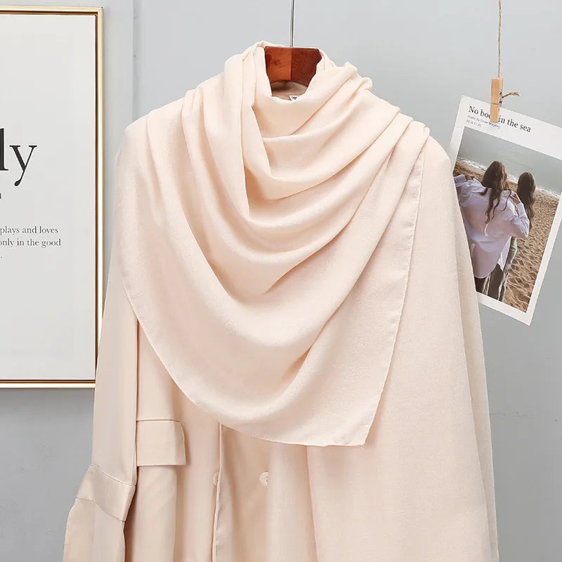 Plain Stripe Cotton Scarf for Women Winter Warm Tassel Linen Pashmina Scarves Hijab Lady Foulard Shawls Wraps Female Bandana New scarf and shawl