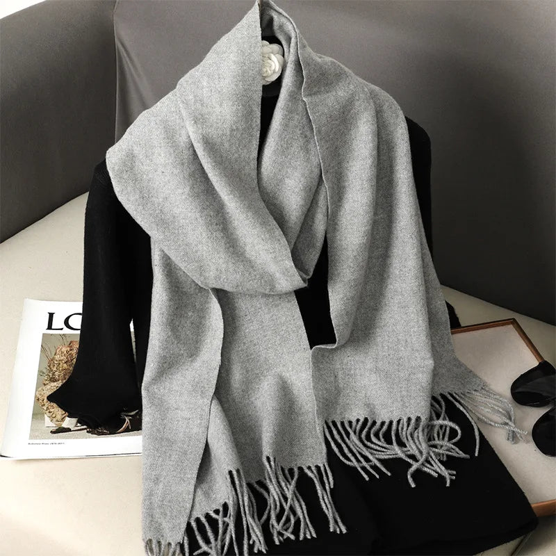 62Color Solid Women Winter Scarf Warm Thicken Cashmere Shawl Outdoor Fashion Luxury Tassels Pashmina Lady Wrap Windproof Scarves scarf and shawl