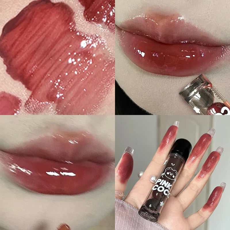 Punk Juice Red Lipgloss Black Mirror Glass Water Light Clear Lip Glaze Waterproof Non Stick Liquid Lipstick Nude Lip Tint Makeup  lips