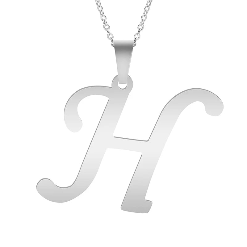 Fashion Letters A-Z Necklace for Women Men Stainless Steel High Quality English Alphabe Necklace A B C D E FGHIJKLMNOPQRSTUVWXYZ necklace