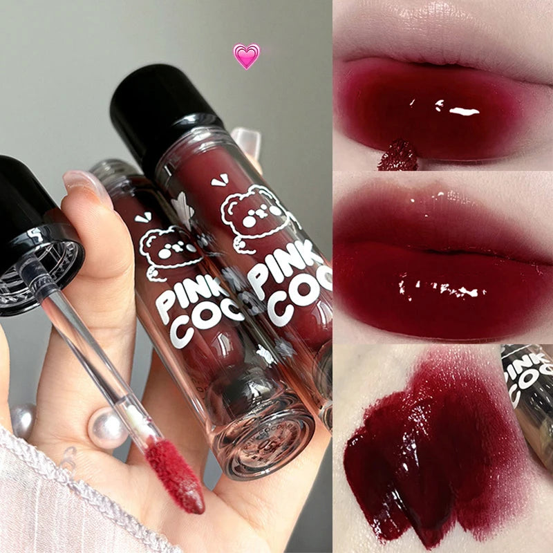 Punk Juice Red Lipgloss Black Mirror Glass Water Light Clear Lip Glaze Waterproof Non Stick Liquid Lipstick Nude Lip Tint Makeup  lips