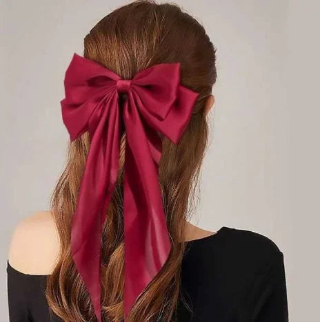 1piece Elegant Large Satin Bow Hair Clip Women Girl Black Pink Spring Clip Hair Pin Retro Headband with Clips Hair Accessories   hairclips