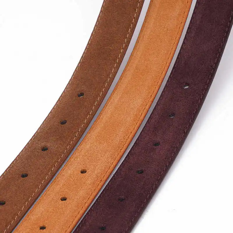 Women Luxury Brand Double Genuine Leather Belt, Casual Cowhide Suede Belts with Square Alloy Buckle for Jeans and Dresses belt