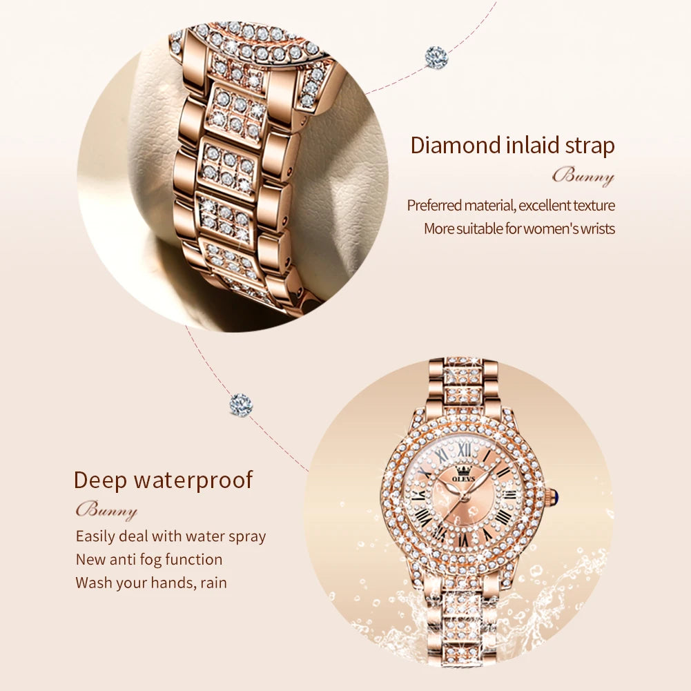 Original Diamond Watch for Women Fashion Elegant Stainless Steel Waterproof Quartz Wristwatch Luxury Ladies Dress Watches watch