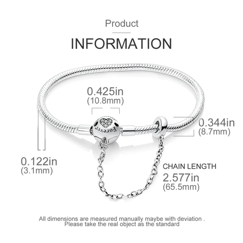 925 Sterling Silver Heart Stars and Moon Basic Chain Bracelet fit Original Charm Beads Women Design Jewelry bracelete