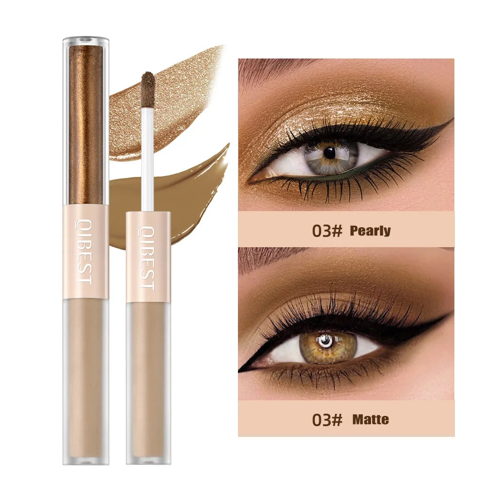 2 In 1 Stick Pearly Matte Eyeshadow Cream Smooth Nude Eye Makeup Liquid Contour Shadow Stick Waterproof Shimmer High Light Pen eyes