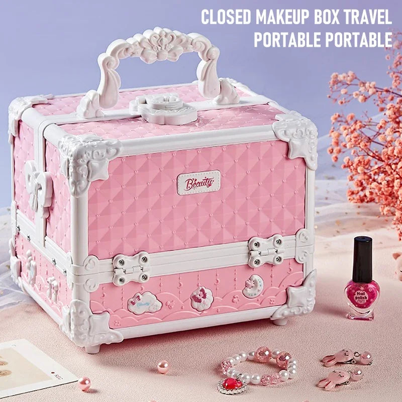 Kids Makeup Kit Little Girls 49 Pcs Washable Makeup Kit Real Girl Princess Make Up Kit with Cosmetic Case Play Set Birthday Gift kids makeup