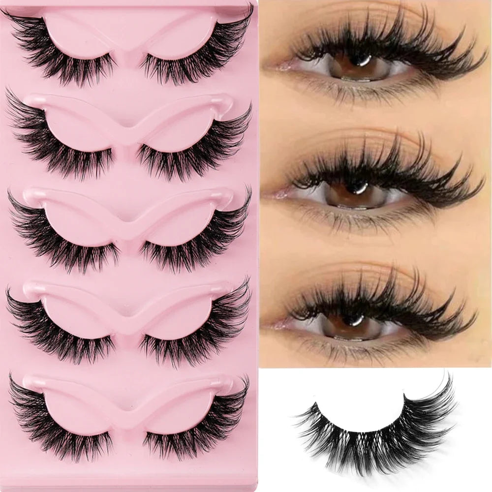 5 Pairs Cat Eye Lashes Faux Mink Eyelashes Natural long Manga Lashes Winged End Eye Elongated Eyelashes Fake Lashes Makeup makeup accessories