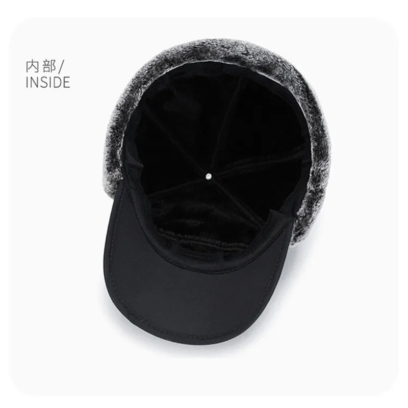 Winter Warm Thickened Artificial Fur Baseball Hat Men's and Women's Skiing Soft Extreme Cold Hat Fishing Hat Outdoor caps