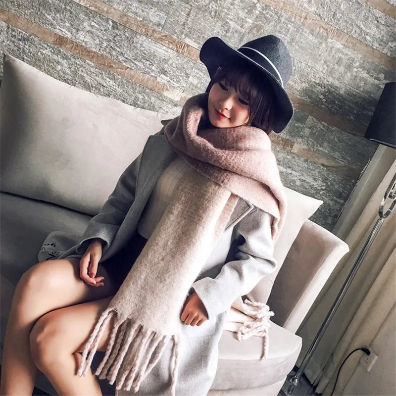 Cashmere Scarf Women Winter Thick Pashmina Warm Shawl Wrap Design Abstract Flower Tassel Blanket Neckerchief Poncho Stoles scarf and shawl