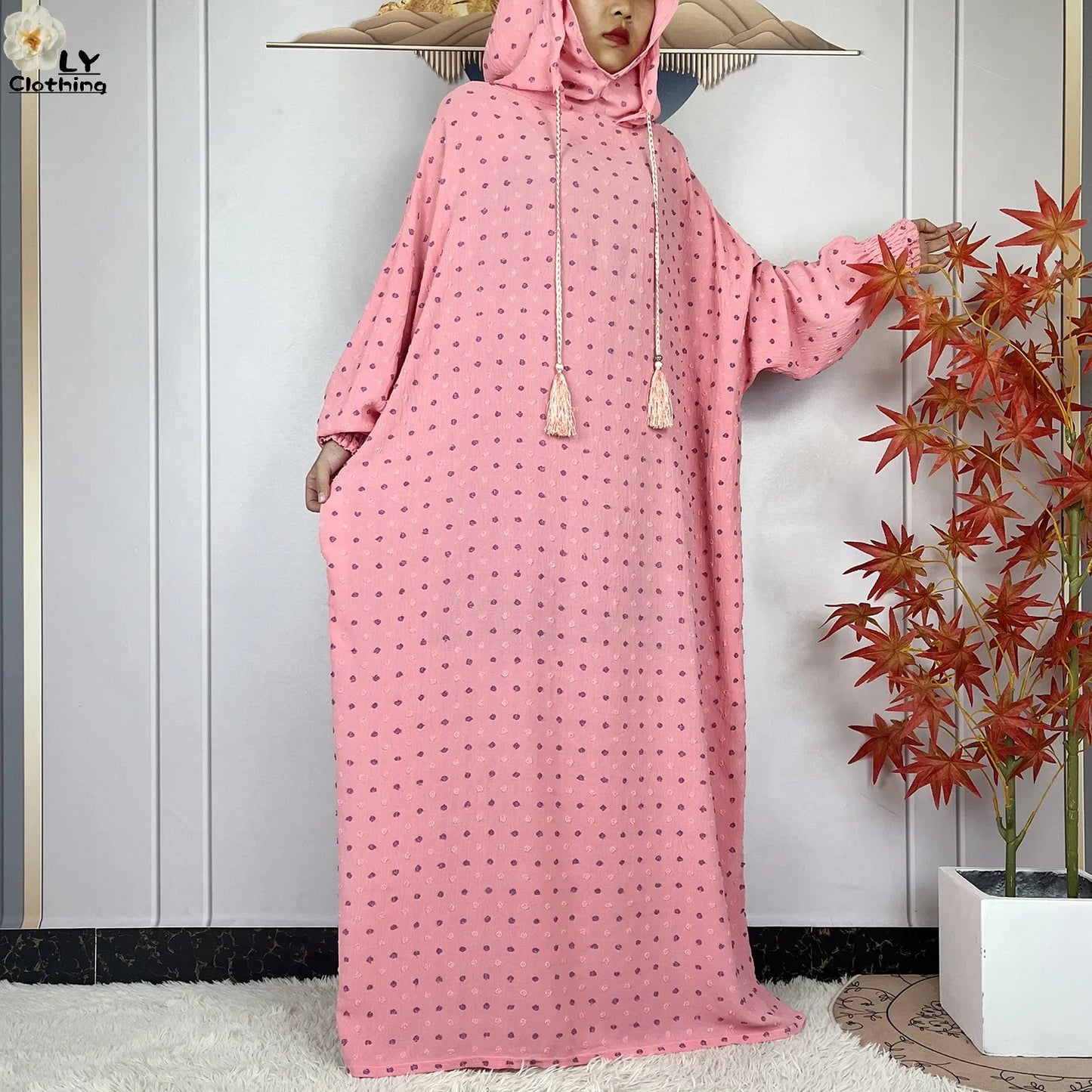 New Pure Cotton Ramadan Muslim Two-Hat Abaya Dubai Turkey Islam Prayer Clothes Loose Robe Islamic Women Traditional Clothing abaya