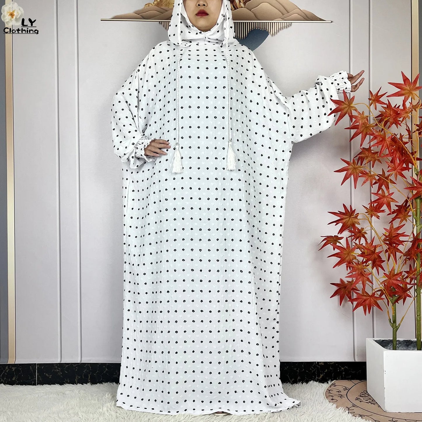 New Pure Cotton Ramadan Muslim Two-Hat Abaya Dubai Turkey Islam Prayer Clothes Loose Robe Islamic Women Traditional Clothing abaya