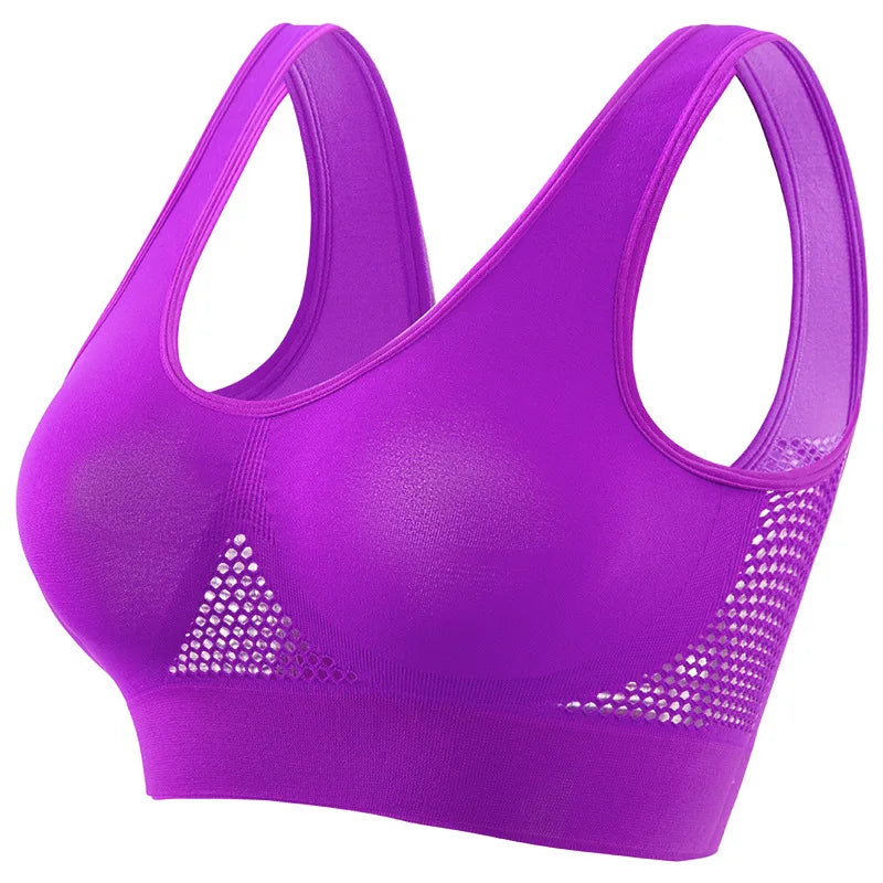 Seamless Mesh Women Sports Bras Fitness Gym Running Underwear Shockproof Bra Wireless Plus Size Crop Top Breathable Yoga Bra sports