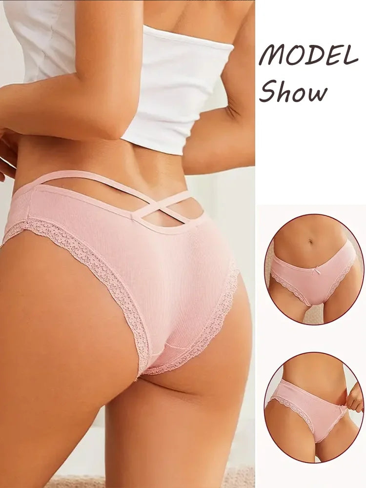 4PCS Women's Cotton Briefs Sexy Female Underpants Elasticity Comfortable Underwear Panties Lingerie S-XL  Solid Color Intimate undergarments