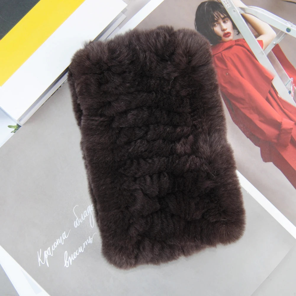 Hot Sale Brand Women Real Rex Rabbit Fur Scarf Girls Warm Soft Knitted Good Elastic Rabbit Fur Headband Natural Fur Ring Scarves scarf and shawl