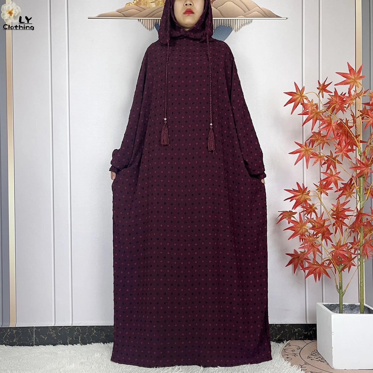 New Pure Cotton Ramadan Muslim Two-Hat Abaya Dubai Turkey Islam Prayer Clothes Loose Robe Islamic Women Traditional Clothing abaya