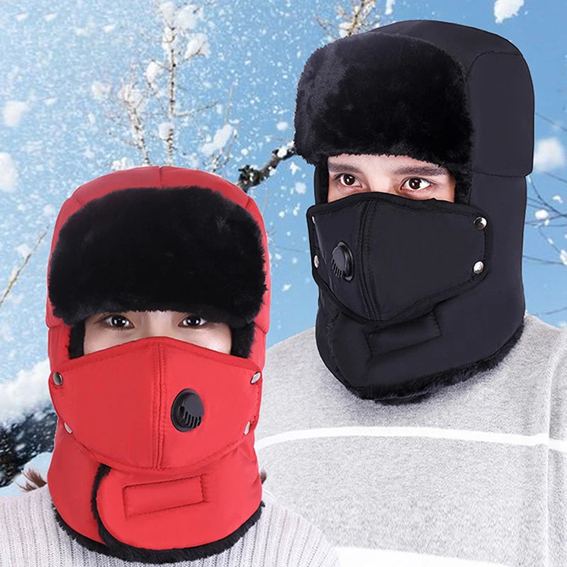 Warm Cap Winter New Fashion Men Women Hats Waterproof Thermal Fleece Bomber Hat Hooded Neck Warmer Hiking Scarves Snow Ski caps