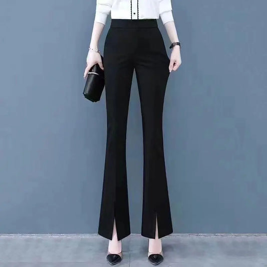 Women's Monochromatic High Waist Bell-bottoms, Casual Trousers, All-match, Simplicity, Office Clothes, New Style Fashion, Autumn bottom