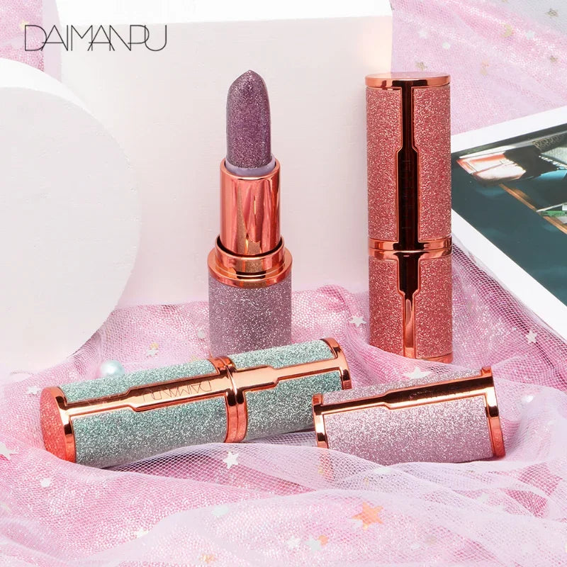 Temperature Color Changing Glitter Lipstick Waterproof Long Lasting Moisturizing Velvet Matte Lip Tint Red Pink Sexy Lips Makeup  lips