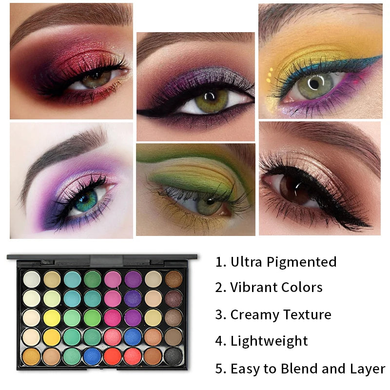 40 Colors Glitter Eyeshadow Palette Matte Waterproof Long Lasting Pressed Powder Cosmetics Kit Fashion Women Eye Makeup palette eyes