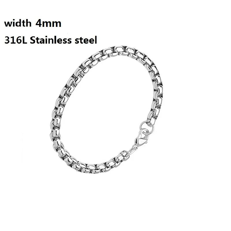 316L Stainless Steel Cuban Chain Bracelet for Men Women Figaro  Vintage Metal Viking Kpop Pulseras Emo Cute Luxury Jewelry Gift bracelete