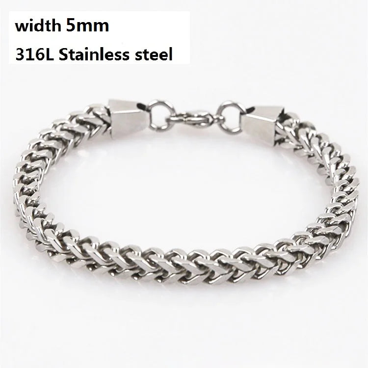 316L Stainless Steel Cuban Chain Bracelet for Men Women Figaro  Vintage Metal Viking Kpop Pulseras Emo Cute Luxury Jewelry Gift bracelete