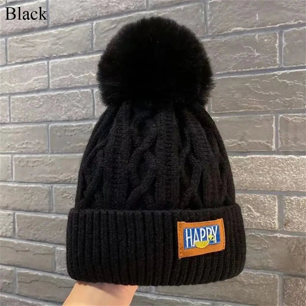 Fashion Women Pompoms Hat Hairball Hat Thickened Winter Warm Hat Stylish Beanie Hats Casual Outdoor Knitted Caps