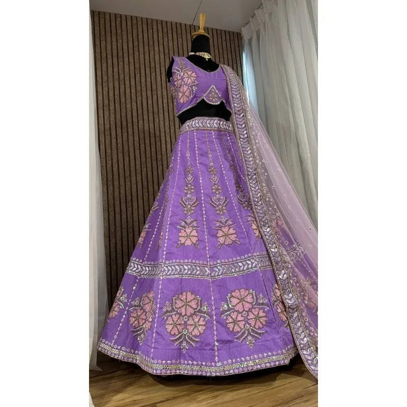 Traditional Style Heavy Bamboo Silk Lehenga Choli Paired with Duapatta As A Reception Outfit party lehnga