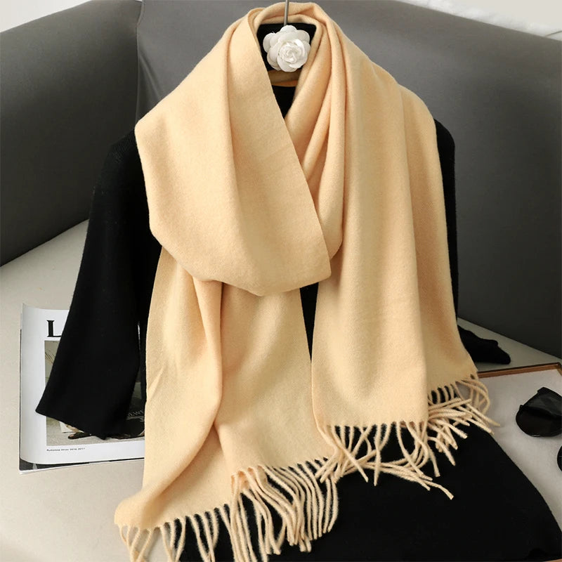 New 62 Color Winter Scarf For Women Long Warm Cashmere Scarves Hijab Solid Lady Shawl Wrap Female Pashmina Bandana Head Scarfs scarf and shawl