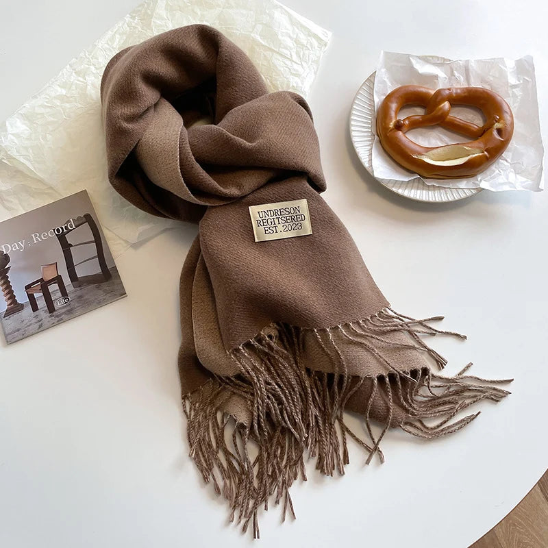 Fashion Solid Cashmere Warm Scarf New Design Pashmina Winter Double Side Diffrent Color Shawl Wraps Bufanda with Tassel Blanket scarf and shawl