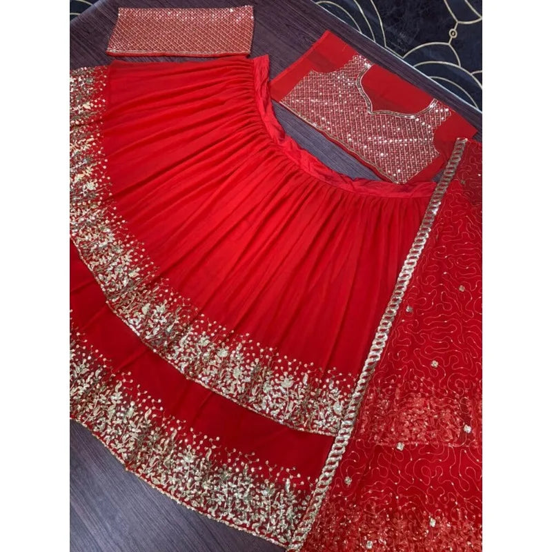 Red Lehenga CholI Bollywood Wedding Party in India Pakistani Wear Readymade party lehnga