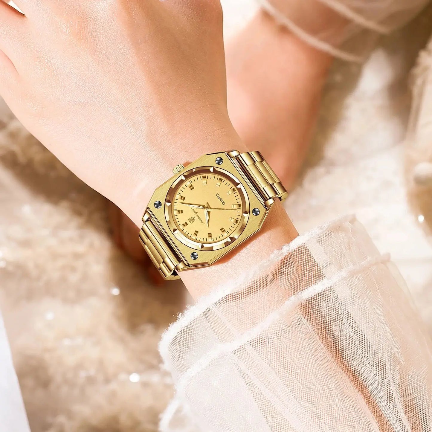 Luxury Elegant Square Ladies Watch Waterproof Luminous Watch for Woman Stainless Steel Quartz Women's Watches Reloj+box watch