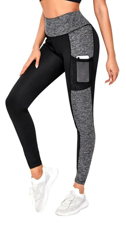 Plus Size Pocket Yoga Pants Women Solid Fitness Sports Leggings High Waist Elastic Gym Tights Female Running Trousers sports