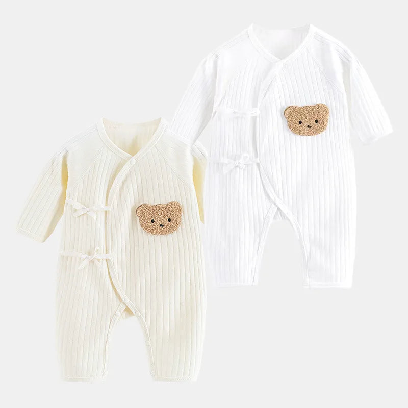 Boys Girls One Piece Outfit  100% Cotton Newborn Baby Long Sleeve Romper Infant Solid Knitting Thin Jumpsuit For Seasons infants boys