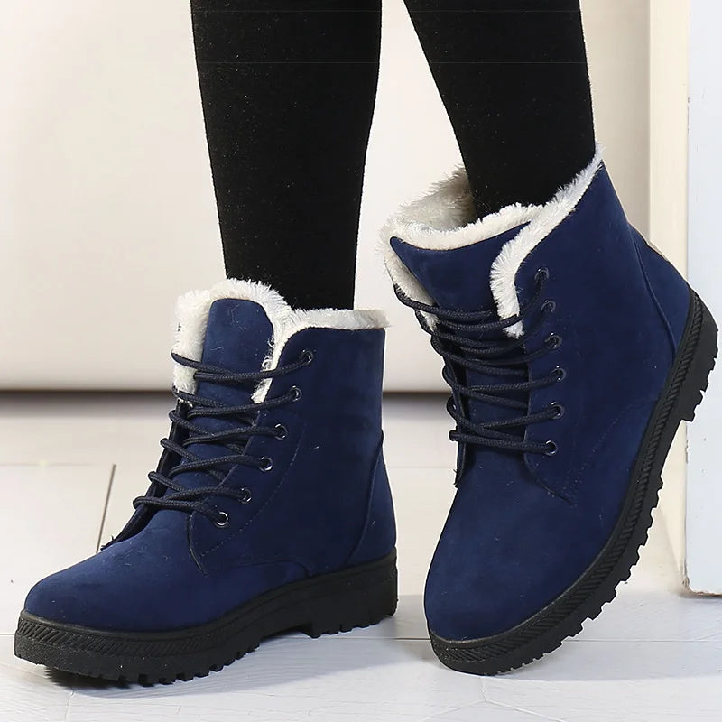 Women Winter warm Boots Black Heels Snow Botas mujer Elegant Woman Heeled Shoes Winter Shoes ankle boots