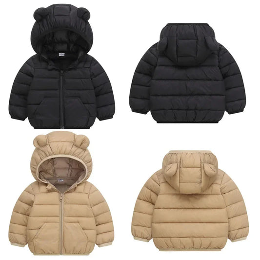 New Winter Down Warm Jackets Autumn Baby Thin Hooded Cotton Coats Girls Boys Cute Solid Outerwear 2-6 Years boys jackets and coats