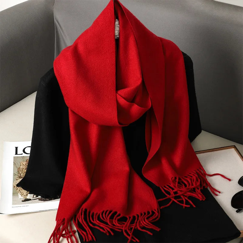 62Color Solid Women Winter Scarf Warm Thicken Cashmere Shawl Outdoor Fashion Luxury Tassels Pashmina Lady Wrap Windproof Scarves scarf and shawl