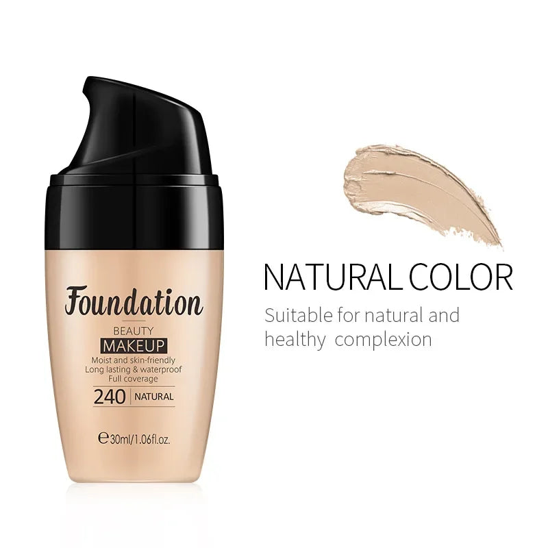 Liquid Foundation Moisturizing Long Lasting Face Comestics Natural Brighten Face Base Tone Make Up 30ml face