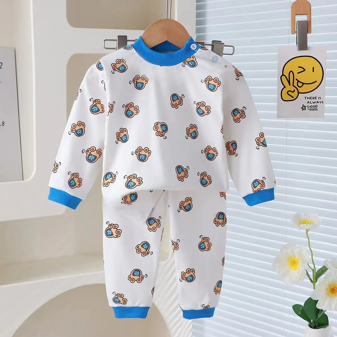 New Kids Boys Girls Pajama Sets Cartoon Print Long Sleeve Cute T-Shirt Tops with Pants Toddler Baby Autumn Sleeping Clothes night wear boys