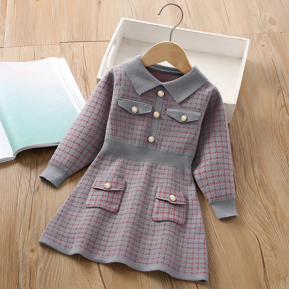 Girls Dress Winter Knitting Sweater Dress Autumn Long Sleeve Princess Dress Vestidos Warm Toddler Girl Clothes Kids Clothing girls dresses