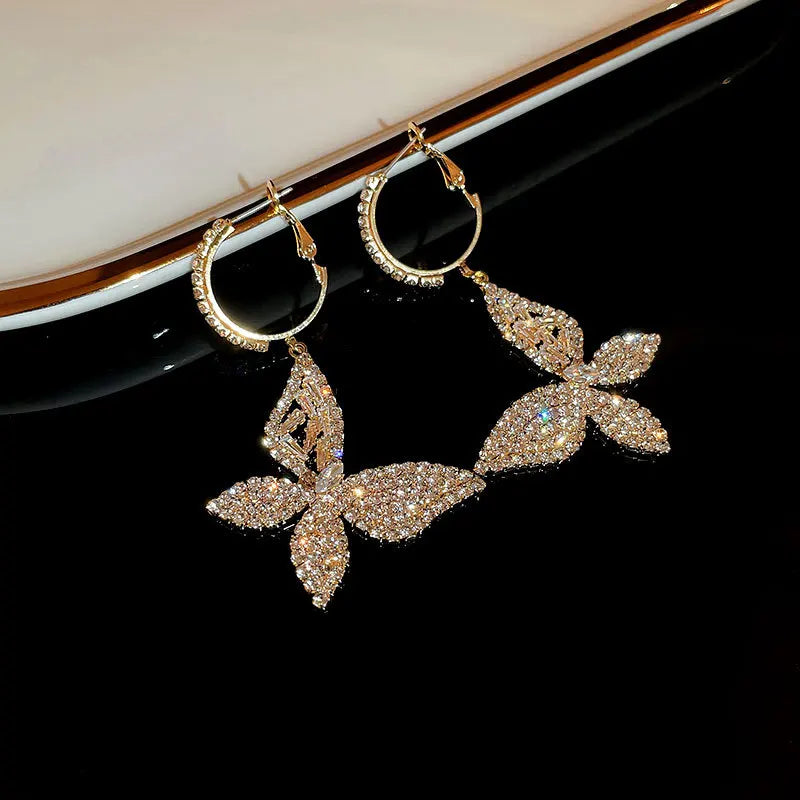 New Butterfly Zircon Earrings women's Korean jewelry literary style earrings net red temperament simple new earrings earring