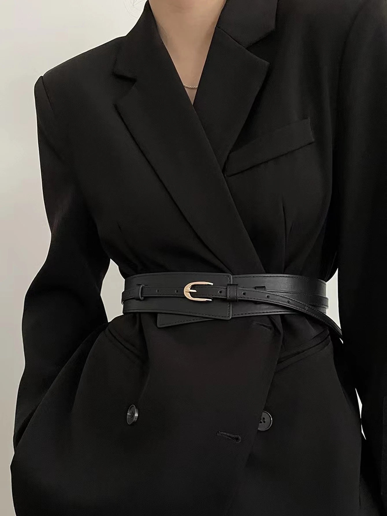 Dual-use belt ladies with woolen overcoat black waist wide elastic elastic tight waistband fashion tie-in suit sweater belt