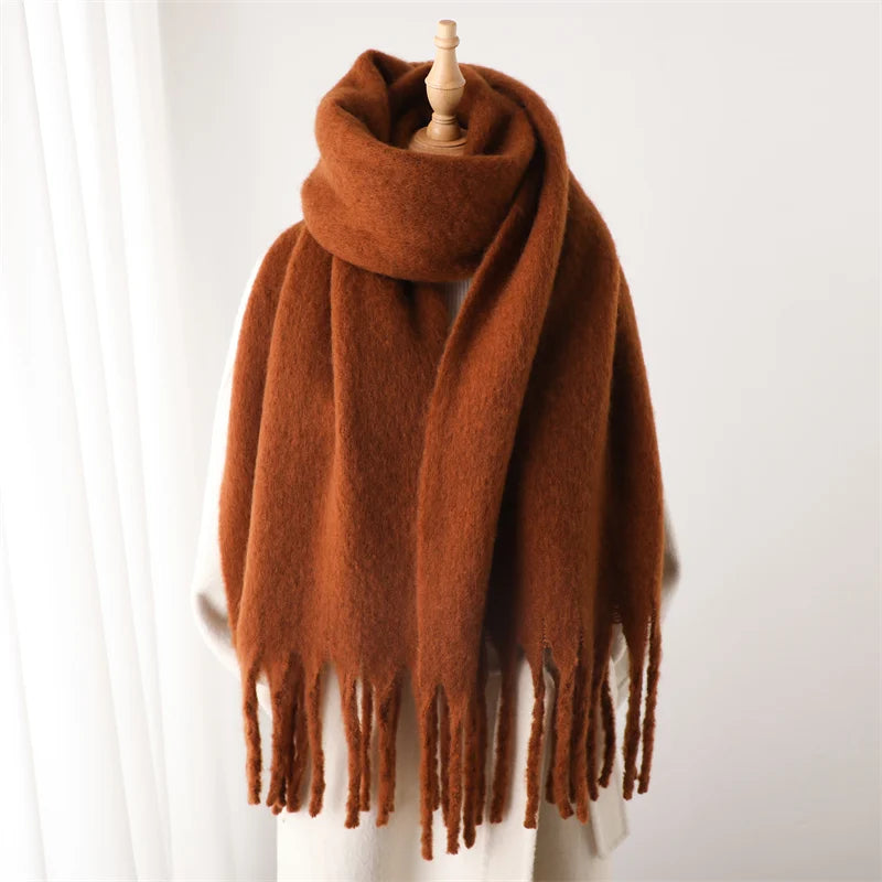 Winter Scarf for Women Cashmere Warm Solid Pashmina Blanket Wraps Female Thick Soft Bufanda Big Tassel Shawl Long Poncho Echarpe scarf and shawl