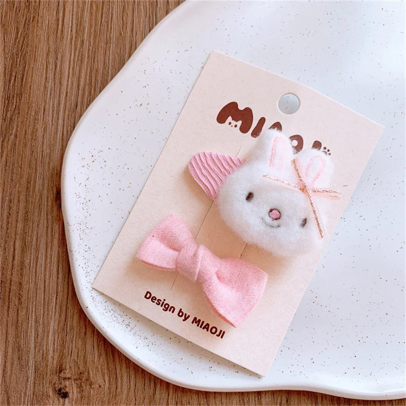 Cute Cartoon Plush Rabbit Princess Hairpins Children Girls Hair Clips Barrettes Accessories Hairclip Headwear Headdress Ornament   hairclips