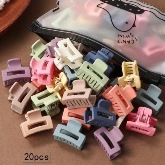 20 PCs Solid Color Matte Hollow Hair Claw Clip Candy Color Catch Barrettes Stylish Hair Accessories Suitable for Women   hairclips