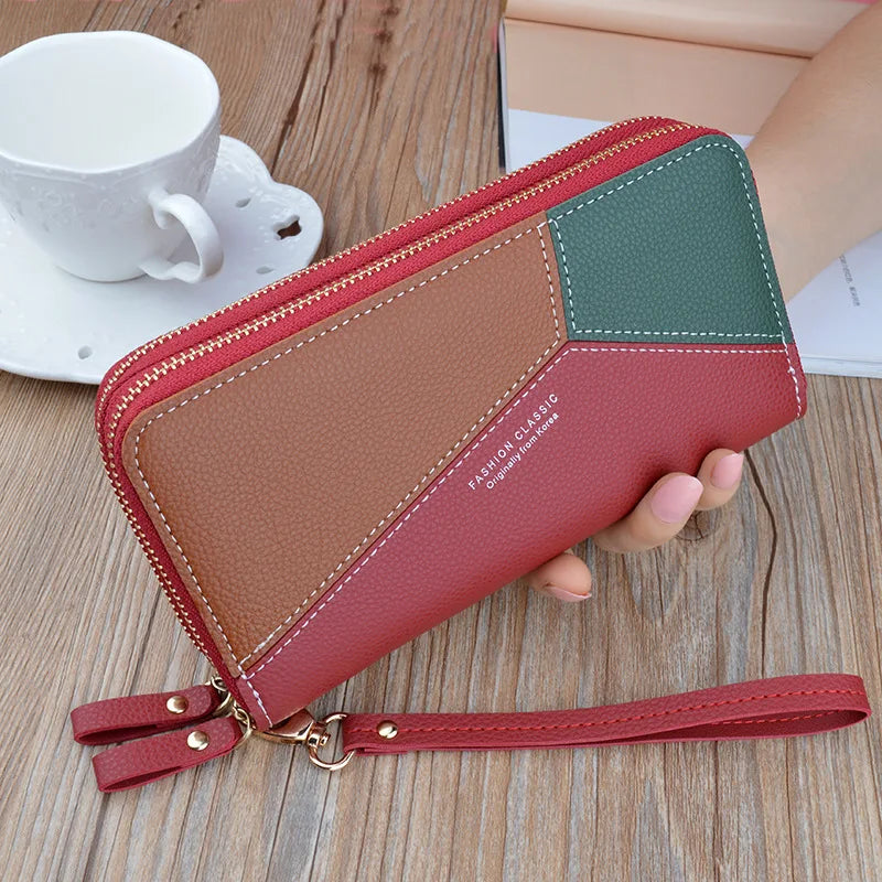 New Women's Wallet Double Zipper Long Fashion Simple Handbags for Women Lychee Pattern Large Capacity Double Women's Purses bags